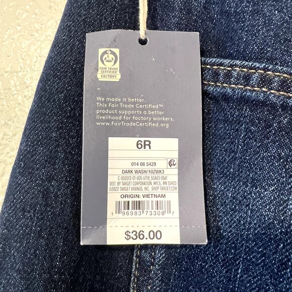 Universal Thread Blue Cotton Denim Dark Wash Wide Leg Straight Jeans Size 6R NWT - Picture 7 of 11